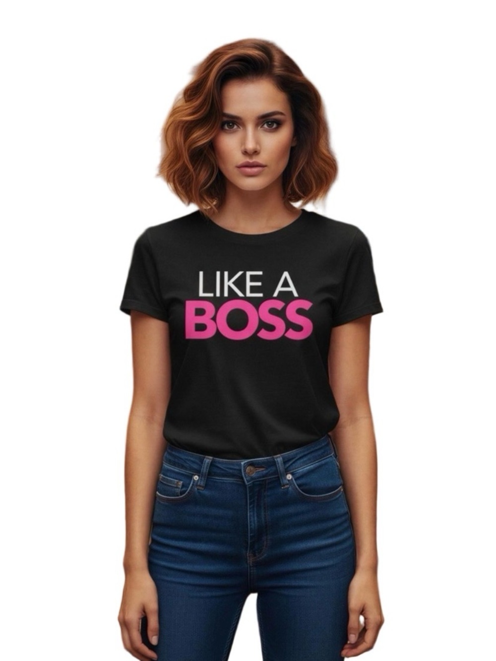 District Black Tee with Pink and White "LIKE A BOSS" Graphic - Picture 1 of 6
